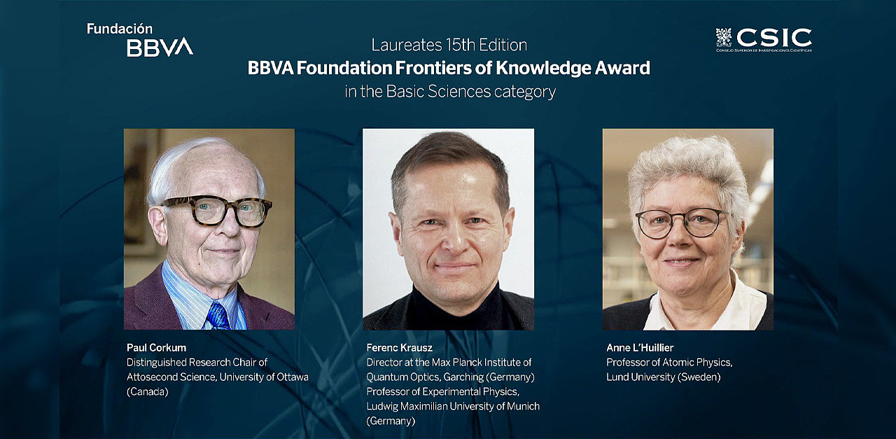 Picture of the News article Anne L’Huillier, Paul Corkum and Ferenc Krausz receive Frontiers of Knowledge Award